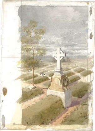 Littmann, Max; Aquarelle, Zeichnungen, Skizzen - Friedhof (Perspektive)