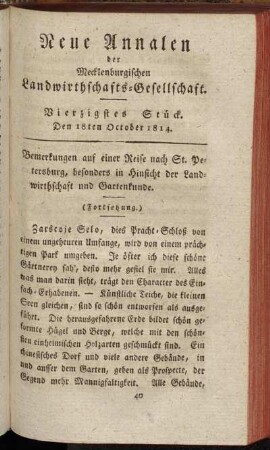 Vierzigstes Stück. Den 18ten October 1814.