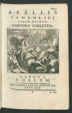 Apellis Symbolici Liber Primus. Corpora Coelestia.