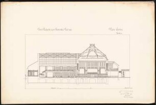 Ausstellungsgebäude für eine Gartenbaugesellschaft Schinkelwettbewerb 1907: Querschnitt a-b 1:100