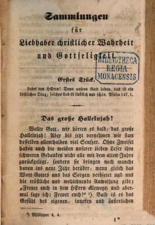 Sammlungen für Liebhaber christlicher Wahrheit und Gottseligkeit. 1860