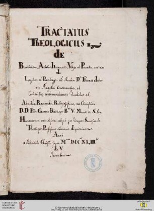 Gero Böttinger: Tractatus theologicus I de Beatitudine, Actibus humanis, Vitiis et Peccatis, nec non de Legibus et Privilegiis