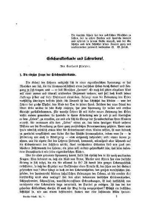 Charakterkunde und Lehrerberuf
