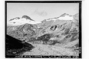 Alpenpanorama mit Blick auf das hintere Fimbertal und die Breite Krone mit Gletscher in der östlichen Silvretta
