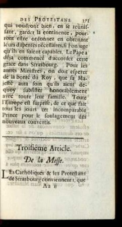 Troisiéme Article. De la Messe.