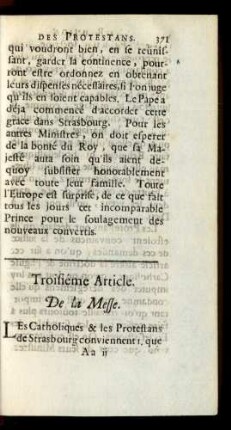 Troisiéme Article. De la Messe.