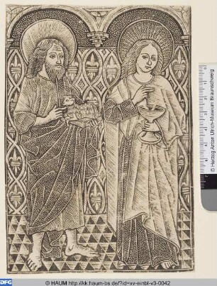 Johannes der Täufer und Johannes der Evangelist unter einer Doppelarkade