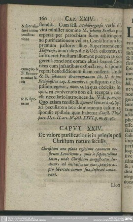Caput XXIV. De valore purificationis in primis post Christum natum seculis