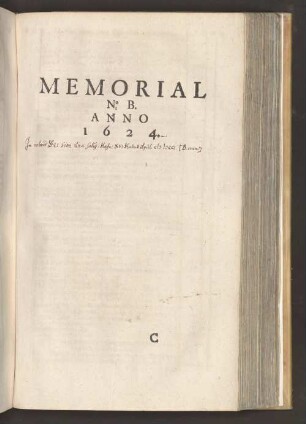 Memorial No. B. Anno 1624.