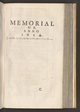 Memorial No. B. Anno 1624.