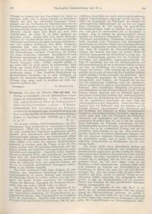 281-284 [Rezension] Elsenhans, Theodor, Fries und Kant. Ein Beitrag zur Geschichte und zur systematischen Grundlegung der Erkenntnistheorie