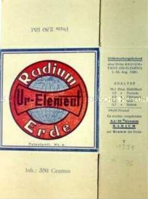 Radium Ur-Element Erde (Verpackung)