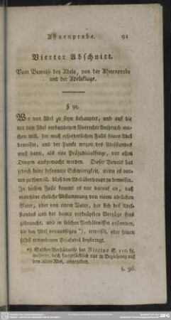 Vierter Abschnitt. Vom Beweise des Adels, von der Ahnenprobe und der Adelsklage