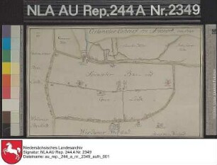 Die Gemarkung SCHOONORTH mit Einzeichnung der Deiche und Heller (mit Einzeichnung der Plätze) Kolorierte Zeichnung von NN. Papier auf Leinen Format 32,3x20,5 M 1:5.000 (ca)