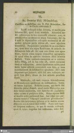 VI. Jo. Bremius Phil. Melanchthoni