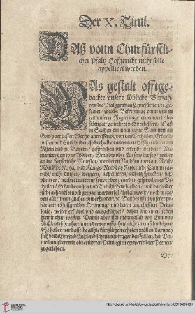 Titul X Daß keiner der Churfürstlicher Pfalz Diener