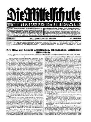 Der Weg zur bewusst gestaltenden, lebensnahen, arteigenen Mittelschule