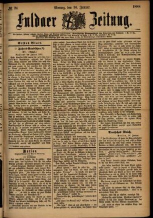 Erste Ausgabe vom Montag, den 30. Januar 1888.