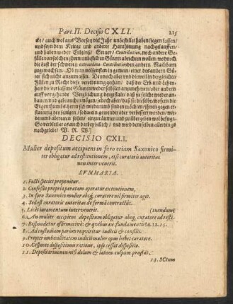 Decisio CXLI. [bis] Decisio CL.