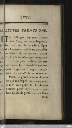 Lettre Trente-Une