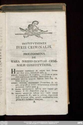 Institutionis Iuris Criminalis.