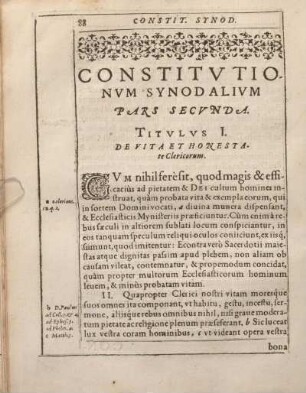 Constitvtionvm Synodalivm Pars Secvnda.