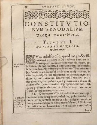 Constitvtionvm Synodalivm Pars Secvnda.