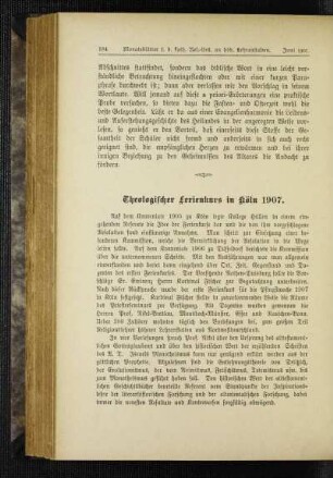Theologischer Ferienkurs in Köln 1907