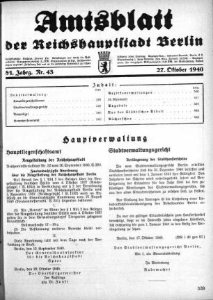 1940,43: Nr. 43, 27. Oktober 1940