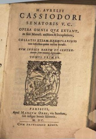 Aurelii Cassiodori Opera omnia, quae extant. 1