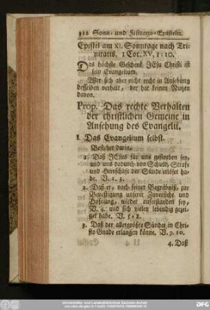 Epistel am XI. Sonntage nach Trinitatis. 1 Cor. XV, 1 - 10.