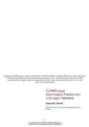 CLARIN Legal Information Plattformen und Legal Helpdesk