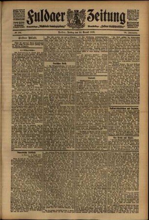 Erste Ausgabe vom Freitag, den 14. August 1908.