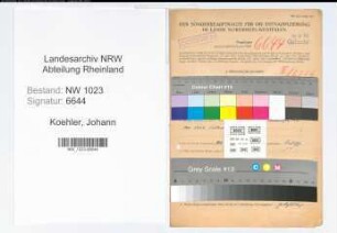 Entnazifizierung Johann Koehler , geb. 10.12.1895 (Justizoberwachtmeister)