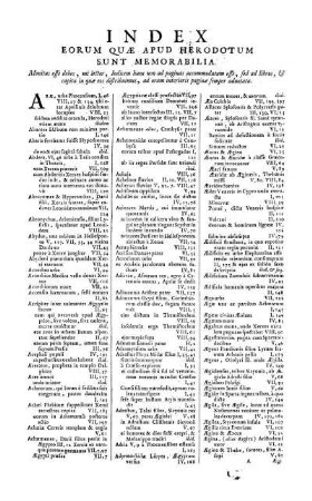 Index Eorum Quæ Apud Herodotum Sunt Memorabilia.