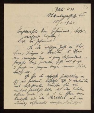 36: Brief von Fritz [...] an Otto (und Lili) von Gierke, Berlin, 10.1.1921