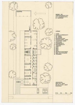 Forschungsinstitut für Holzwerkstoffe, Karlsruhe: Grundriss Erdgeschoss 1:200