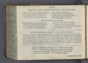 LXIX. Paulus ex persecutore apostolus. Paul of a persecuter an Apostle. Saulus de Gemeente vervolgende, wordt van Christo bekeert.