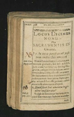Locus Decimus Nonus. De Sacramentis In Genere.