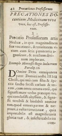 Precationes Docentium Medicinam viva voce, hoc est, Professorum.