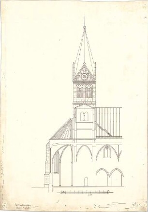 Dolmetsch, Heinrich; Murrhardt ; Ev. Stadtkirche, Restaurierung - Ostteile der Kirche (Längsschnitt)