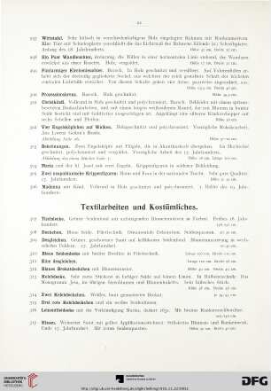 Textilarbeiten und Kostümliches (Nr. 307-429)