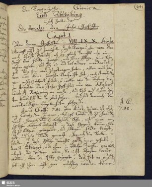 Caput I. Von denen Geschichten in VIII., IX., X. Seculo.