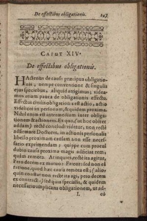 Caput XIV. De effectibus obligationis.