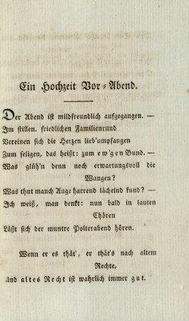 Ein Hochzeit Vor-Abend