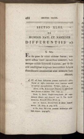 Sectio XLIII. De Hominis Nati et Nascendi Differentiis