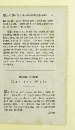 Vierter Abschnitt. Von der Welt