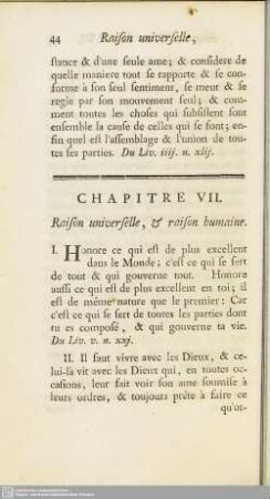 Chapitre VII. Raison universelle, & raison humaine