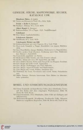 Gemälde, Stiche, Mappenwerke, Bücher, Kataloge usw. (Nr.505-523)