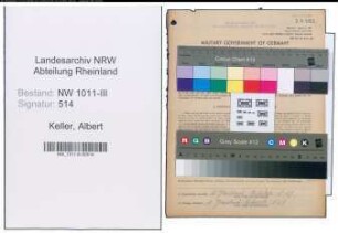 Entnazifizierung Albert Keller , geb. 21.10.1902 (Schlosser)